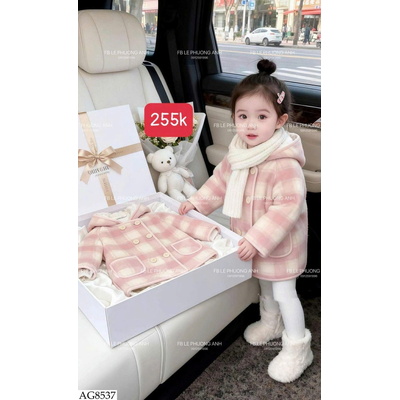 AG8537 ÁO KHOÁC KẺ TAI GẤU NINGLI