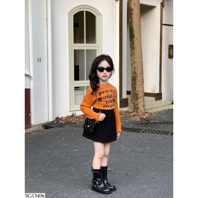 SG13406 SET ÁO LEN MIX CV CHẤM BI BG