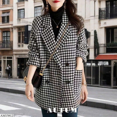 AM15812 ÁO KHOÁC HỌA TIẾT DÁNG DÀI 