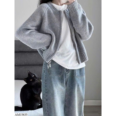 AM15835 ÁO CARDIGAN LEN KÉO KHÓA