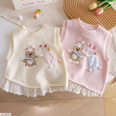 AG8551 ÁO GILE LEN GẤU VIỀN REN CHO BG