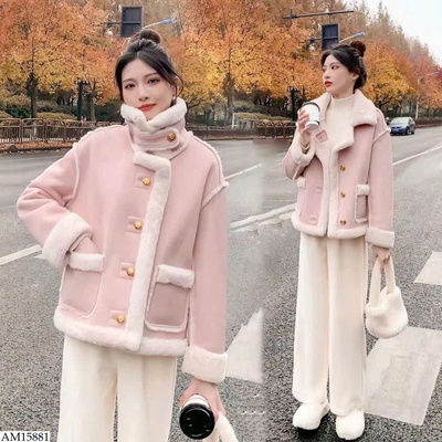 AM15881 ÁO KHOÁC DA LỘN LÓT LÔNG CHO NỮ