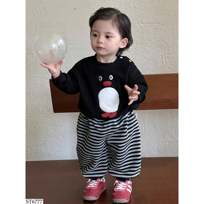 ST6777 BỘ NỈ QUẦN KẺ CHO BÉ