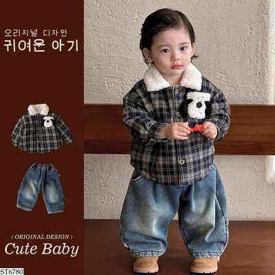 ST6780 SET ÁO KHOÁC KẺ MIX QUẦN JEAN 
