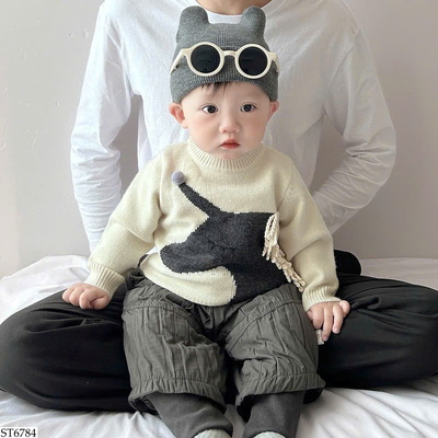 ST6784 SET ÁO LEN MIX QUẦN BO GẤU