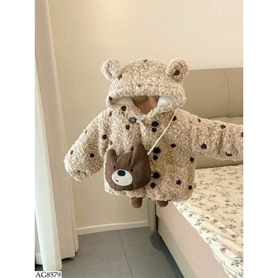 AG8579 ÁO KHOÁC LÔNG TAI GẤU CHO BÉ
