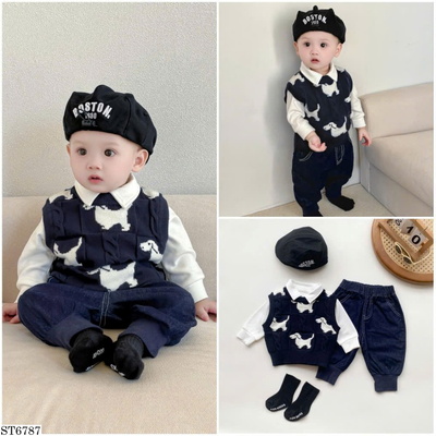 ST6787 SET ÁO GILE LEN CÚN CON BÉ TRAI PHỐI QUẦN
