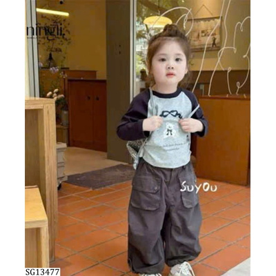SG13477 SET ÁO CHIẾT EO PHỐI QUẦN SUÔNG NINGLI