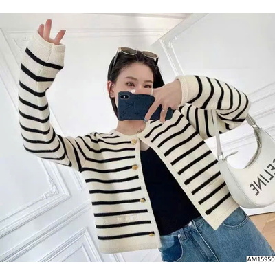 AM15950 ÁO LEN CARDIGAN KẺ