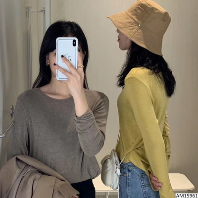 AM15961 ÁO THUN NỮ DÀI TAY MÀU TRƠN