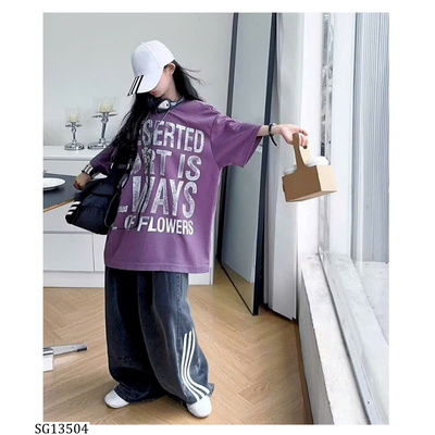 SG13504 SÉT ÁO TÍM MIX QUẦN HIPHOP BÉ GÁI