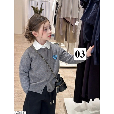 AG8637 ÁO LEN CARDIGAN AMBB KIDS CÚC TIM