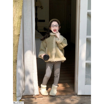 SG13517 SET ÁO KHOÁC MIX QUẦN LEGGING KẺ