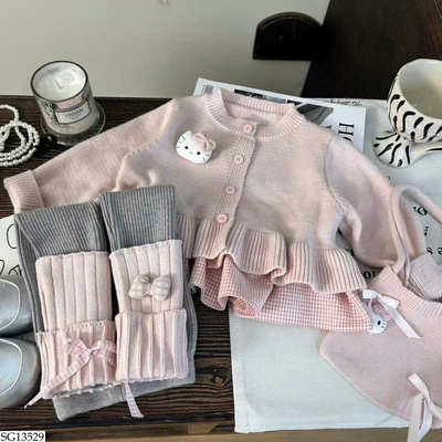 SG13529 SET ÁO LEN KITTY MIX QUẦN LEGGING 