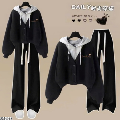 SM4018  SET BỘ ÁO SWEATER CÓ MŨ MIX QUẦN SUÔNG
