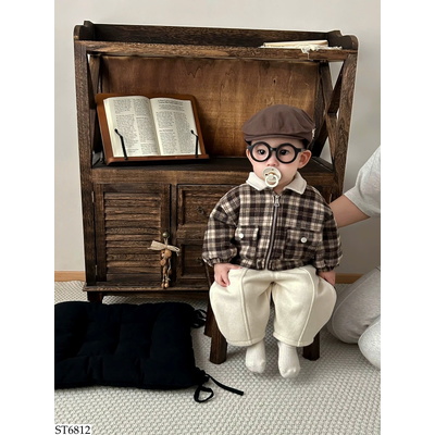 ST6812 SET ÁO KHOÁC KẺ MIX QUẦN NỈ