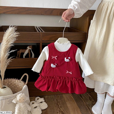SG13553 SET ÁO CỔ LỌ MIX VÁY KITTY BG