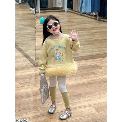SG13562 SET ÁO NỎ PHỐI VOAN MIX QUẦN LEGGING 