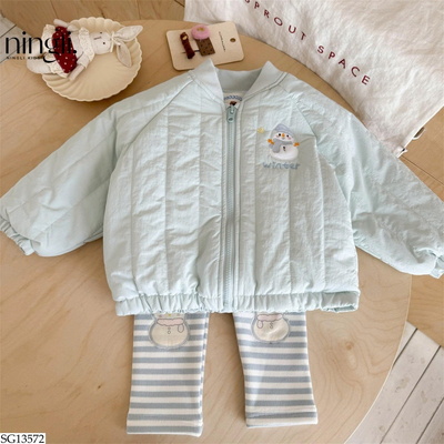 SG13572 SET ÁO KHOÁC TRẦN BÔNG MIX QUẦN LEGGING NINGLI