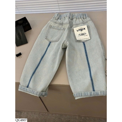 QG4807 QUẦN JEANS SUÔNG PHỐI MÀU SỌC GIỮA