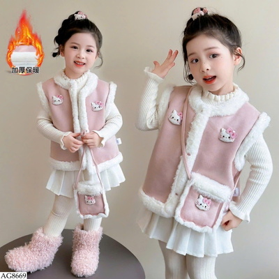 AG8669 ÁO GILE KITTY KÈM TÚI CHO BÉ GÁI NINGLI