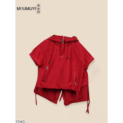 ST6821 SET ĐỎ LIỀN MŨ NGẮN TAY MIUMUYI  GIÁ MỚI