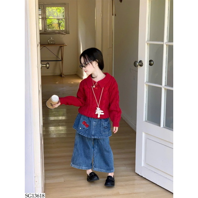 SG13618 SET ÁO POLO LEN MIX QUẦN JEAN KITTY