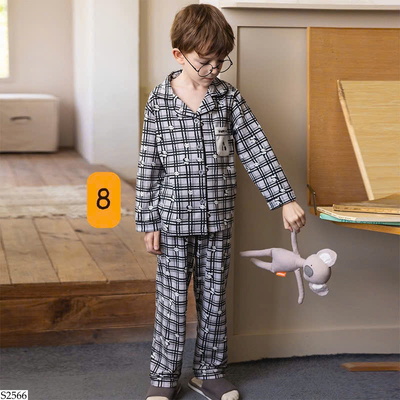 S2566 BỘ PIJAMA KẺ CHO BÉ