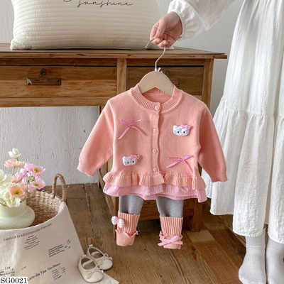 SG0021 SET ÁO LEN KITTY MIX QUẦN LEGGING PHỐI MÀU BG