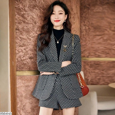 SM4045 BỘ ÁO VEST PHỐI QUẦN SHORT  NỮ