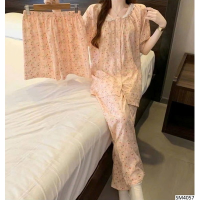 SM4057 BỘ PIJAMA 3 CHI TIẾT HOA NHÍ