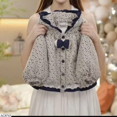 AG8743 ÁO KHOÁC HOA NHÍ LÓT LÔNG BG