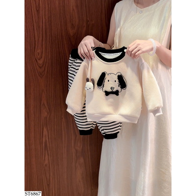 ST6867 BỘ NỈ CÚN QUẦN KẺ