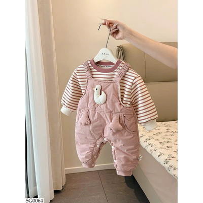 SG0064 SET ÁO KẺ MIX YẾM VỊT HỒNG