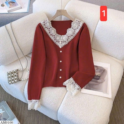 AM0100  ÁO LEN CỔ V DÀI TAY