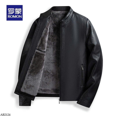 AB2124 ÁO KHOÁC DA LÓT LÔNG CHO NAM ROMON 