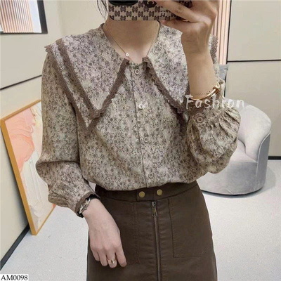 AM0098 ÁO SƠ MI HOA NHÍ PHỐI REN