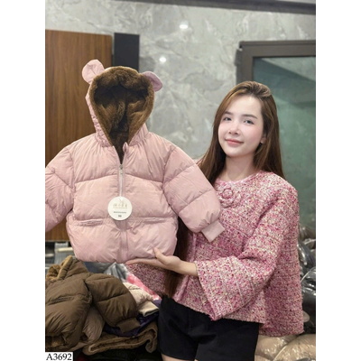 A3692 ÁO PHAO MŨ TAI GẤU LÓT LÔNG