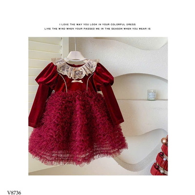 V8736 VÁY NHUNG CÔNG CHÚA CHÂN TUTU BLUETOWN