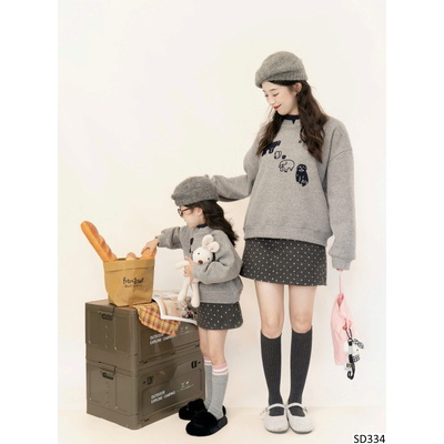 SD334 SÉT ÁO LEN XÁM MIX CHÂN VÁY CHẤM BI