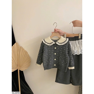 SG0090 SET CARDIGAN HOA NHÍ MIX QUẦN NỈ