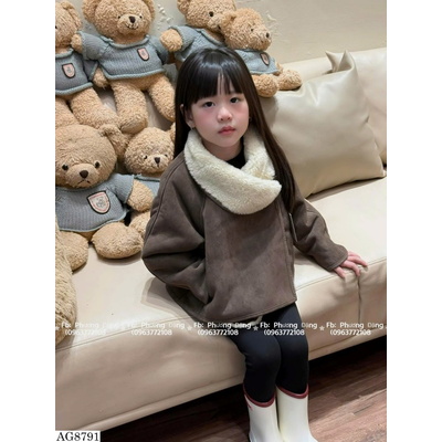 AG8791 ÁO KHOÁC DA LỘN CỔ LÔNG BG