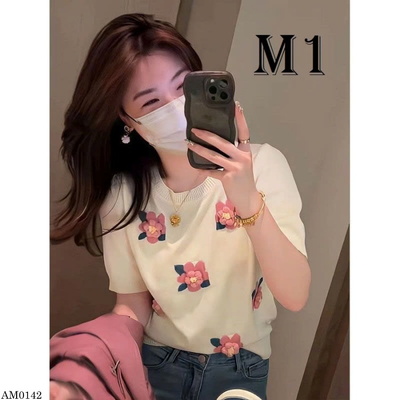 AM0142 ÁO THUN HỌA TIẾT HOA NỔI NỮ
