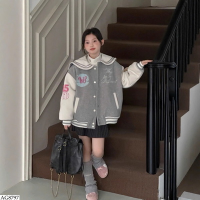 AG8797 ÁO KHOÁC CỔ SEN CHO BÉ GÁI
