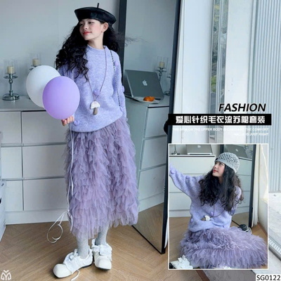 SG0122 SET ÁO LEN MIX CHÂN VÁY CHO BÉ