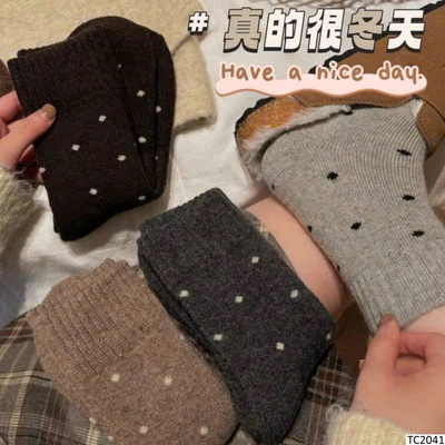 TC2041 SET 6 ĐÔI TẤT CỔ CAO CHẤM BI NỮ