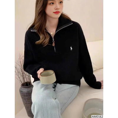 AM0162 ÁO LEN CỔ ZIP THÊU NGỰA CHO NỮ