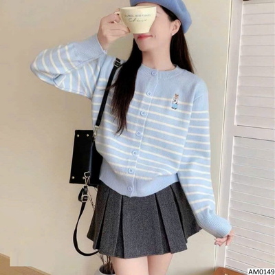 AM0149 ÁO CARDIGAN GẤU KẺ CHO NỮ