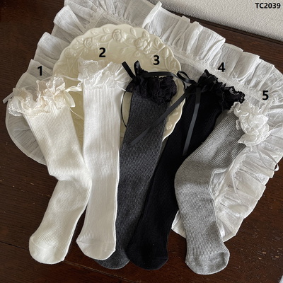 TC2039 TẤT CHÂN PHỐI REN NƠ CHO BÉ