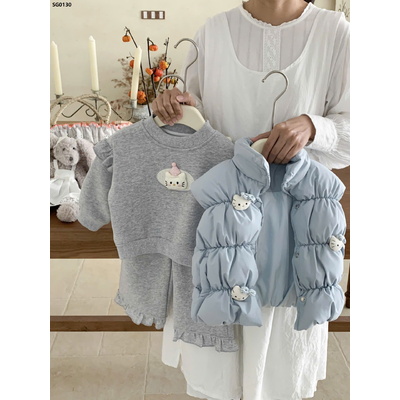 SG0130 ÁO KHOÁC VÀ BỘ XÁM HELLO KITTY CHO BÉ